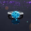 Solid 925 Sterling Silver 4 Carat Anniversary Ring Blue Oval Party Luxury Jewelry XFR8303