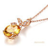 Fine 14K Rose Gold 2 Ct Citrine Butterfly Pendant Necklace 0.17 Ct Diamond 585 - diamondiiz.com