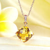 3 Ct Cushion Citrine Pendant Necklace Diamond 14K Rose Gold - diamondiiz.com