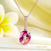 14K Rose Gold Pink Topaz Oval Pendant Necklace - diamondiiz.com