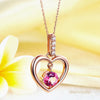 Fine 14K Rose Gold Pink Topaz Heart Pendant Necklace - diamondiiz.com
