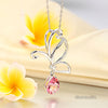 14K White Gold Pink Topaz Butterfly Pendant Necklace - diamondiiz.com