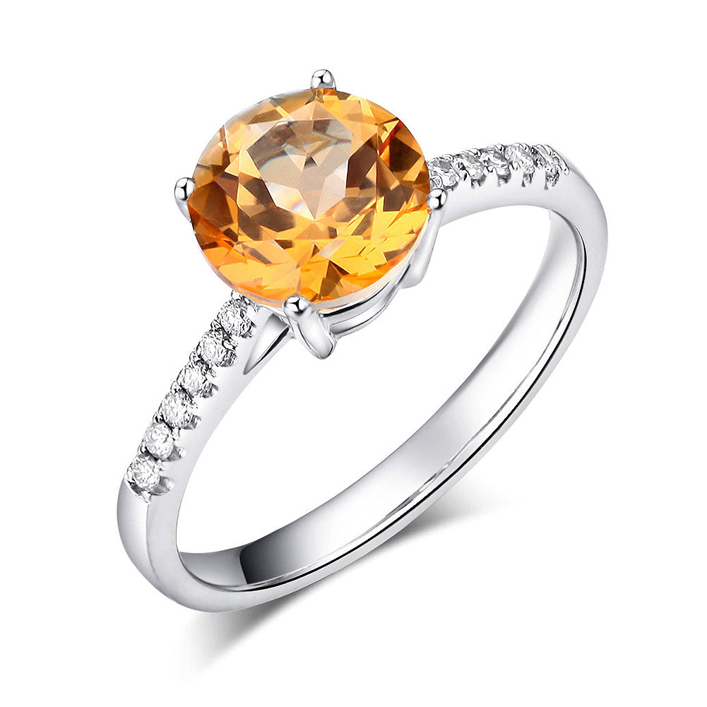 Præstation Presenter ulykke 14K White Gold Wedding Engagement Ring 2 Ct Yellow Topaz 0.12 Ct Natur -  diamondiiz.com