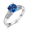 14K White Gold Wedding Engagement Ring 1.2 Ct London Topaz & Natural Diamonds - diamondiiz.com