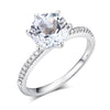 14K White Gold Wedding Engagement Ring 2 CT Topaz 0.12 CT Natural Diamond - diamondiiz.com