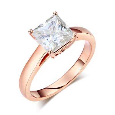 Moissanite Diamond Ring 14K Rose Gold 1 Carat Wedding Engagement - diamondiiz.com