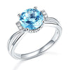 14K White Gold Wedding Promise Ring 2 Ct Swiss Blue Topaz Natural Diamond - diamondiiz.com