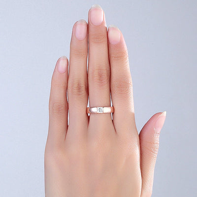 14K Rose Gold 0.6 Carat Moissanite Diamond Wedding Band Eternity Ring - diamondiiz.com