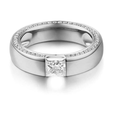 14K White Gold 0.6 Carat Moissanite Diamond Wedding Band Eternity Ring - diamondiiz.com