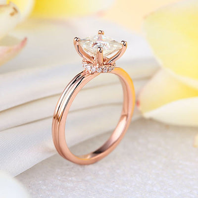 1 Carat Moissanite Diamond Wedding Engagement Ring 14K Rose Gold - diamondiiz.com