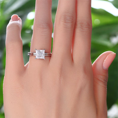1 Carat Moissanite Diamond Wedding Engagement Ring 14K White Gold - diamondiiz.com