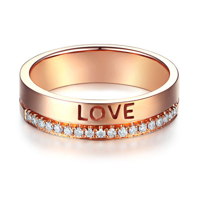 Matching 14K Rose Gold Love Women Wedding Band Ring 0.12 Ct Diamonds Promise - diamondiiz.com