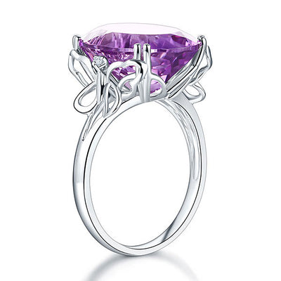 14K White Gold Luxury Anniversary Ring 8.3 Ct Oval Purple Amethyst Diamond - diamondiiz.com