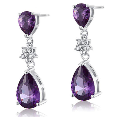 Fashion Bridesmaid Purple Tear Drop Earrings 925 Sterling Silver - diamondiiz.com