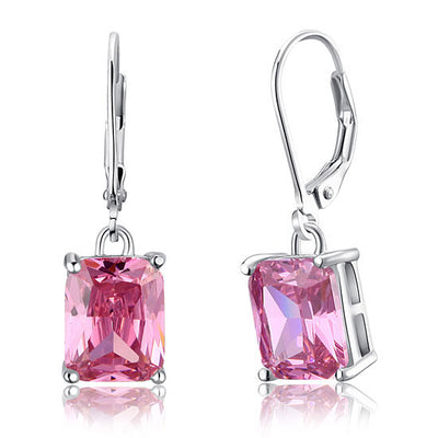 Fashion Bridesmaid Pink Dangle Earrings 925 Sterling Silver - diamondiiz.com