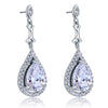 Pear Tear Drop Bridal Wedding Earrings 925 Sterling Silver - diamondiiz.com