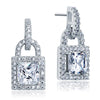 Princess Cut Key Lock Dangle Drop Earrings 925 Sterling Silver - diamondiiz.com