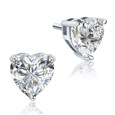 Heart Stud Bridesmaid Earrings 925 Sterling Silver - diamondiiz.com