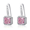 Fancy Pink Simulated Diamond Dangle Earrings 925 Sterling Silver - diamondiiz.com