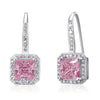 Fancy Pink Simulated Diamond Dangle Earrings 925 Sterling Silver - diamondiiz.com