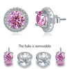Round Pink Halo (Removable) Stud Earrings 925 Sterling Silver - diamondiiz.com