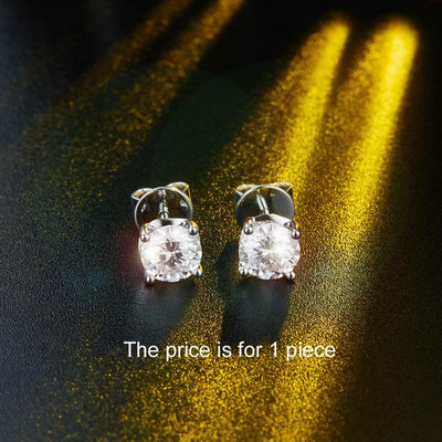 1 Carat Moissanite Diamond Men's Earrings (1 Piece) 925 Sterling Silver MFE8186