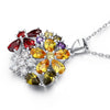 Multi-Color Flower Simulated Topaz Pendant Necklace 925 Sterling Silver - diamondiiz.com
