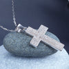 Micro Setting Cross Pendant Necklace 925 Sterling Silver - diamondiiz.com