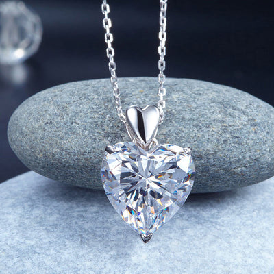Wedding Bridal Heart Pendant Necklace 925 Sterling Silver - diamondiiz.com