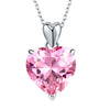 Wedding Bridal Pink Heart Pendant Necklace 925 Sterling Silver - diamondiiz.com