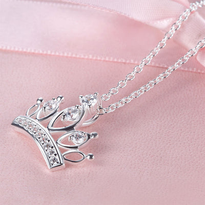 Kids Girl Crown Pendant Necklace 925 Sterling Silver - diamondiiz.com