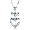 Kids Girl Ribbon Heart Pendant Necklace 925 Sterling Silver - diamondiiz.com