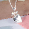 Kids Girl Ribbon Heart Pendant Necklace 925 Sterling Silver - diamondiiz.com