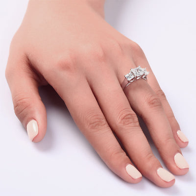 1.5 Carat 3-Stones Created Diamond 925 Sterling Silver Wedding Anniversary Ring XFR8008