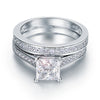 1.5 Carat Princess Cut Created Diamond 925 Sterling Silver 2-Pcs Wedding Engagement Ring Set XFR8009S