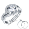 1.25 Carat Created Diamond Bridal Engagement 2-Pcs Sterling 925 Silver Ring Set XFR8036