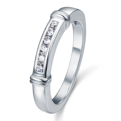 Channel Set Created Diamond Solid Sterling 925 Silver Wedding Ring XFR8044