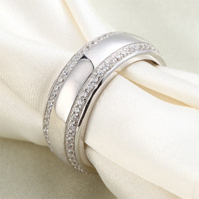 Round Cut Men's Wedding Band Solid 925 Sterling Silver Ring Jewelry - diamondiiz.com
