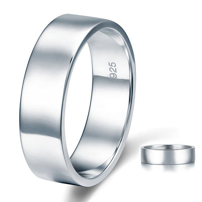 High Polished Men's Solid Sterling Solid 925 Silver Wedding Band Ring Jewelry - diamondiiz.com