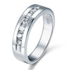 Men's Wedding Band Solid Sterling 925 Silver Created Diamond Ring XFR8057