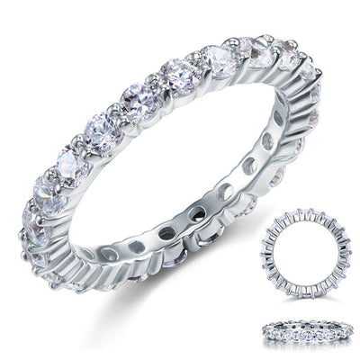 Solid 925 Sterling Silver Wedding Band Eternity Stacking Ring Jewelry Round Cut - diamondiiz.com