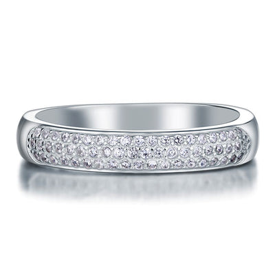 Round Cut Micro Setting Solid 925 Sterling Silver Wedding Ring - diamondiiz.com