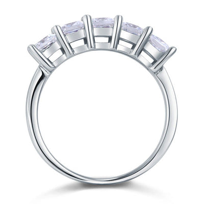 Princess Cut  Five Stone 1.25 Ct Solid 925 Sterling Silver Bridal Wedding Band Ring Jewelry XFR8072