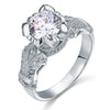 Vintage Victorian Style 2 Carat Created Diamond Solid 925 Sterling Silver Wedding Engagement Ring XFR8088