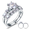 Vintage Style 2 Carat Created Diamond Solid Sterling 925 Silver 2-Pc Wedding Engagement Ring Set XFR8105