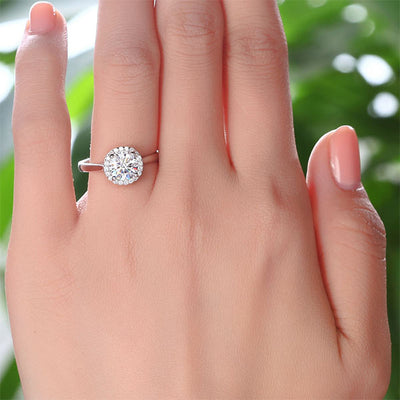 Solid 925 Sterling Silver Engagement Promise Ring Halo XFR8120