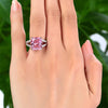 925 Sterling Silver Luxury Ring 6 Carat Fancy Pink Created Diamond Radiant Cut XFR8153