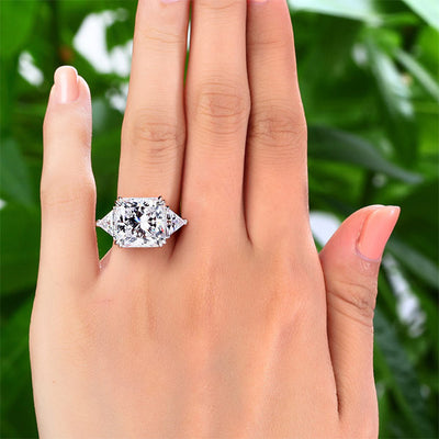 Solid 925 Sterling Silver Three-Stone Luxury Ring Anniversary 8 Carat Created Diamond XFR8155