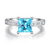 1.5 Carat Princess Cut Fancy Blue Created Diamond 925 Sterling Silver Wedding Engagement Ring XFR8196