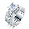 925 Sterling Silver 3 Pcs Wedding Engagement Ring Set Created Diamond XFR8197